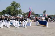 Marching Band of Naval Academy, R.O.C. Stand by at Navy Fleet Command Ground Front Close up 20141123.jpg