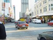 Downtown perth traffic during construction of mandurah railway line.jpg