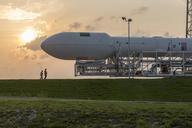 Falcon 9 rollout with TurkmenAlem52E-MonacoSAT to SLC-40 (17108097439).jpg