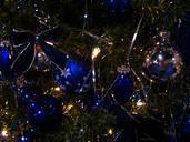 Christmas decorations with blue glass ornaments.jpg