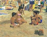 Four_children_sit_together_talking_on_the_beach_-_oilpainting_on_panel_40x50cm_1997.jpg