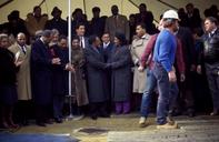 Dr. Martin Luther King, Jr.'s widow, Coretta Scott King, speaks at a 1988 event in which a time capsule holding some of Dr. King's possessions is lowered into the ground at Freedom Plaza on LCCN2011632675.tif.tiff